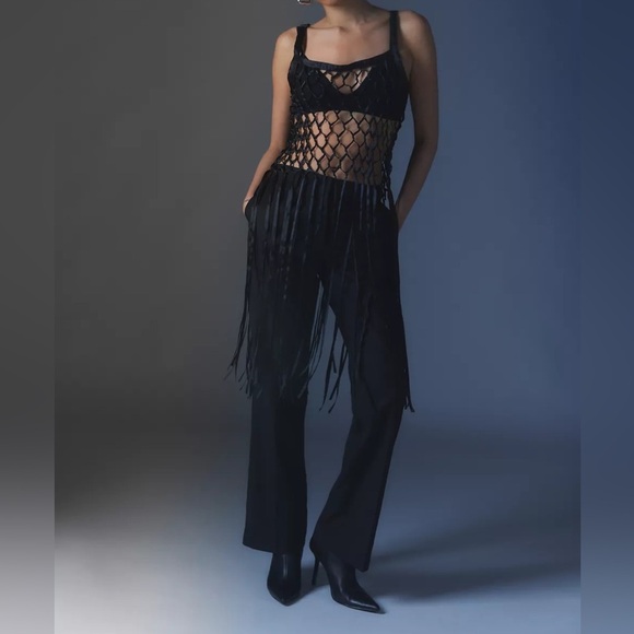 Urban Outfitters Ribbon Bow Fringe Top - O/S - Cream - NWT - Picture 2 of 14